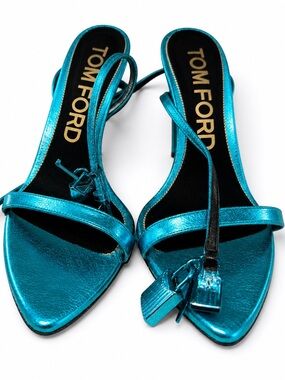Tom Ford Metallic Blue Padlock Heels